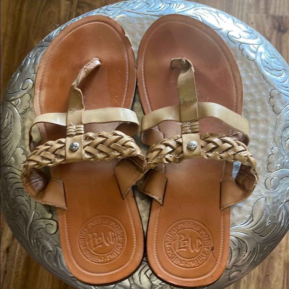 Mad Love Tan Braided Leather Sandals